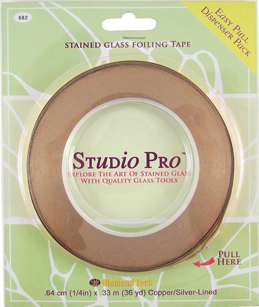 Studio Pro 1/4"x 36Yds.Copper Foil Silver Back Tape for Glass