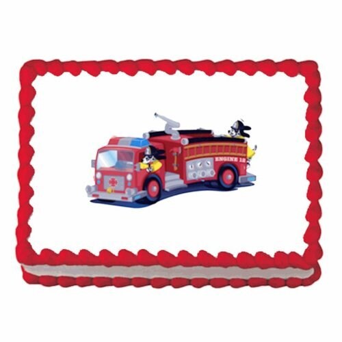7.5&#x22; ~ Firetruck ~ Edible Cake/Cupcake Topper