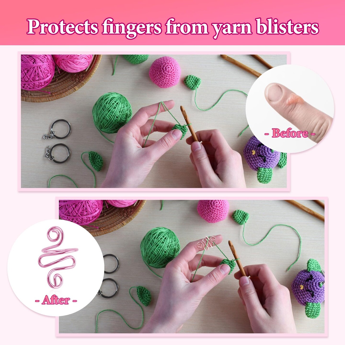 4Pcs Crochet Ring + 120Pcs Stitch Markers Adjustable Crochet Tension Rings for Finger Handmade Open Yarn Guide Crocheting Rings Knitting Accessories with Box,The Ideal Aid to Crochet Supplies