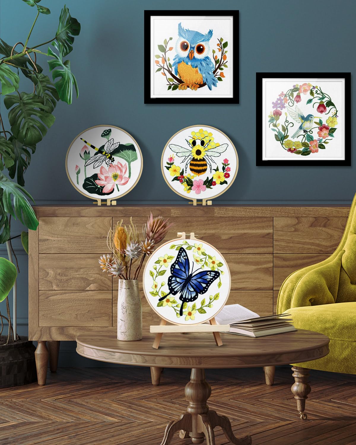 Embroidery Kit for Beginners Adult, Hummingbird Embroidery Kit for Beginners Include Embroidery Cloth Hoops Threads for Craft Lover Hand Stitch with Embroidery Skill Techniques