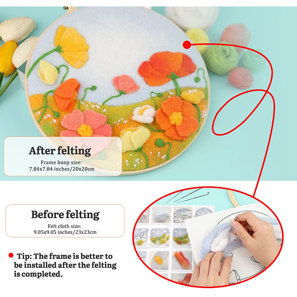 Mayboos Needle Felt Starter Set, Includes Wool Bag, Felting Needles, Foam Pad, Felt Cloth &#x26; Instructions, Pastoral Style Kit for Home Decoration