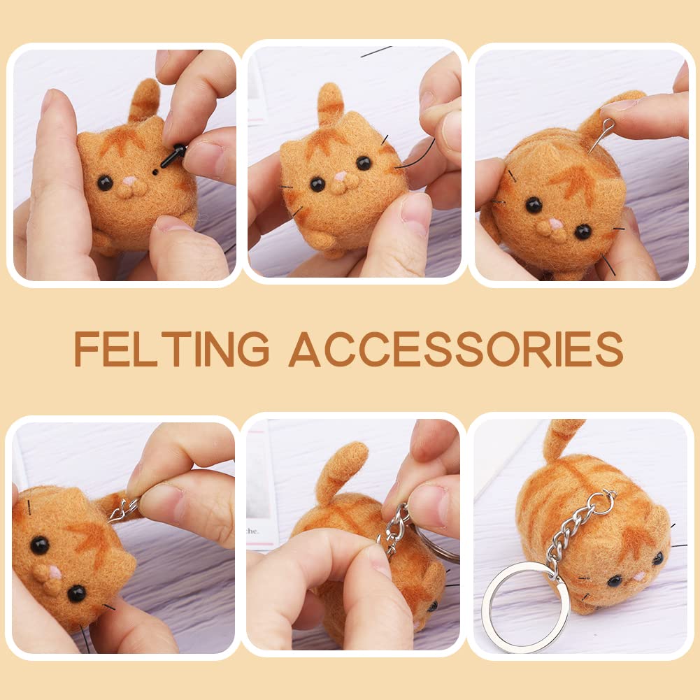 QMNNMA Needle Felting Kit, Animals Needle Felting Set, DIY Wool Felt Materials Set with Felting Tool and Instruction for Needle Felting Craft Project and DIY Handmade