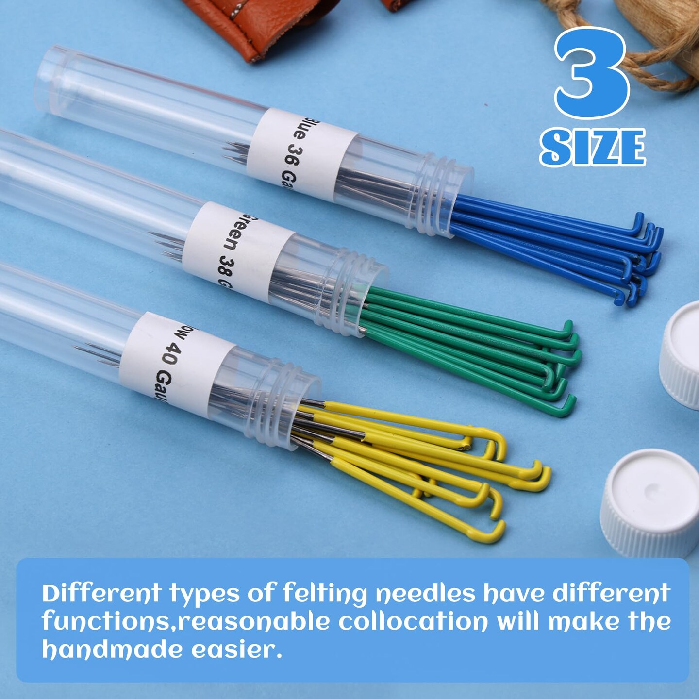 Mayboos 30 Pcs Needle Felting Needles, 3 Colors Wool Felting Supplies Felting Needles Color Coded Wool Felting Needles Tool Kit with Needle Box for Wool Felting 36 Gauge, 38 Gauge, 40gauge
