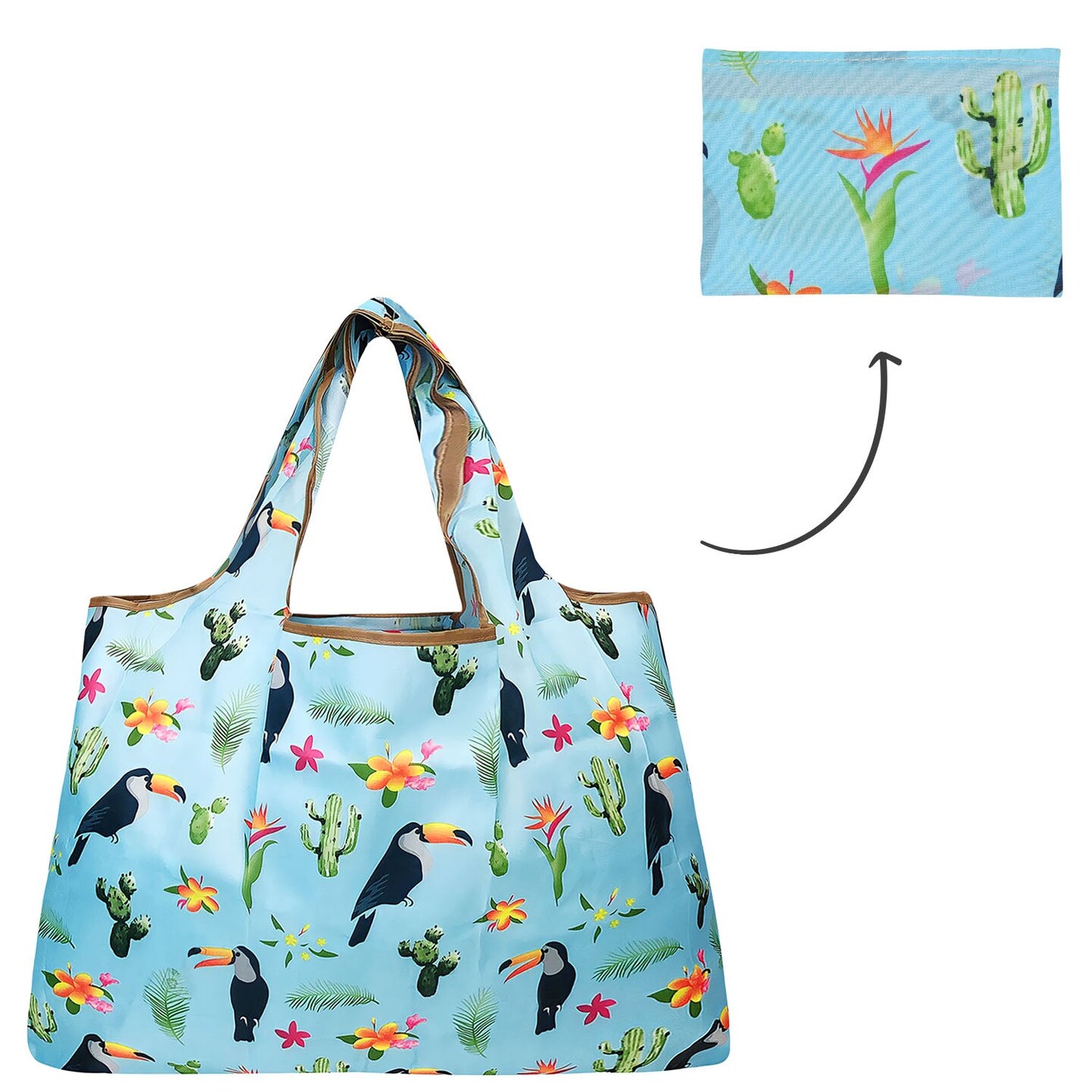 Wrapables Large Foldable Tote Nylon Reusable Grocery Bags, 6 Pack, Travel Adventures