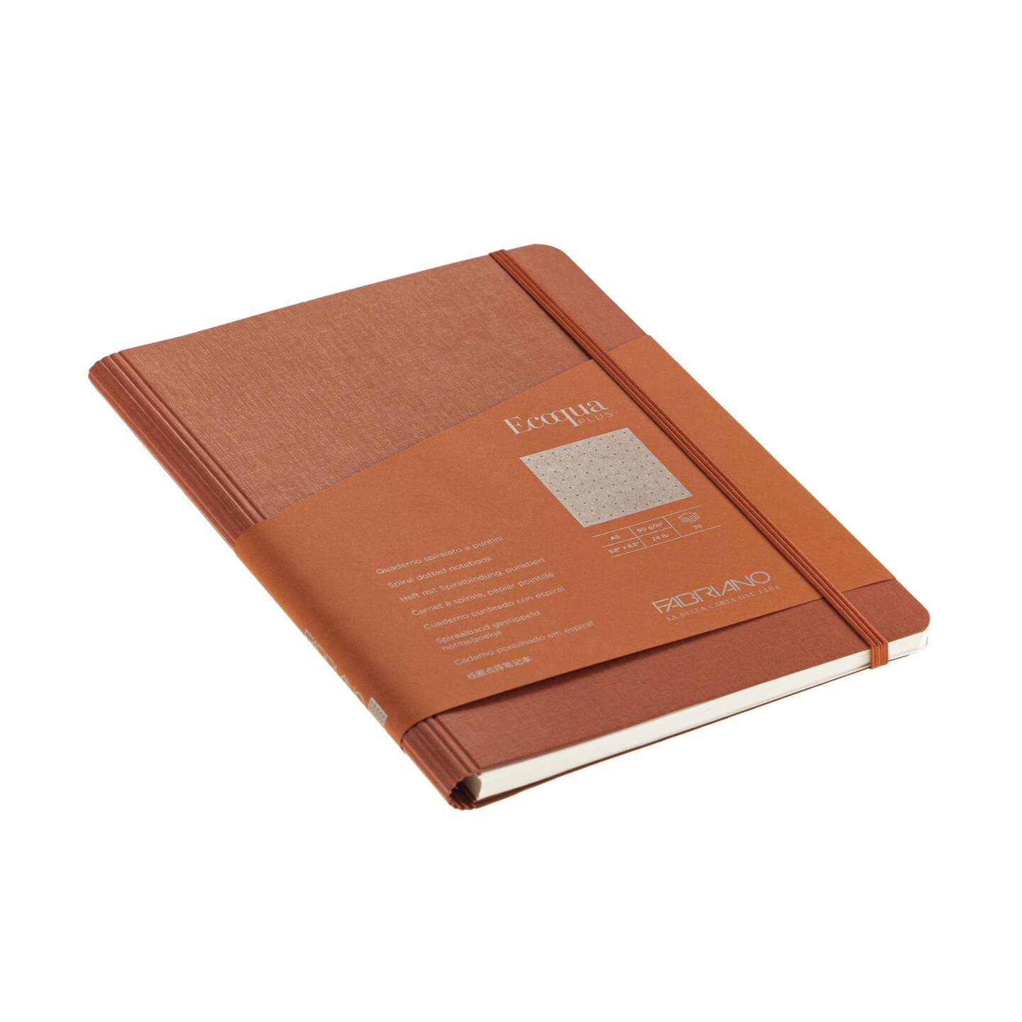 Fabriano Ecoqua Plus Hidden Spiral-Bound Notebook, 5.8" x 8.3", A5