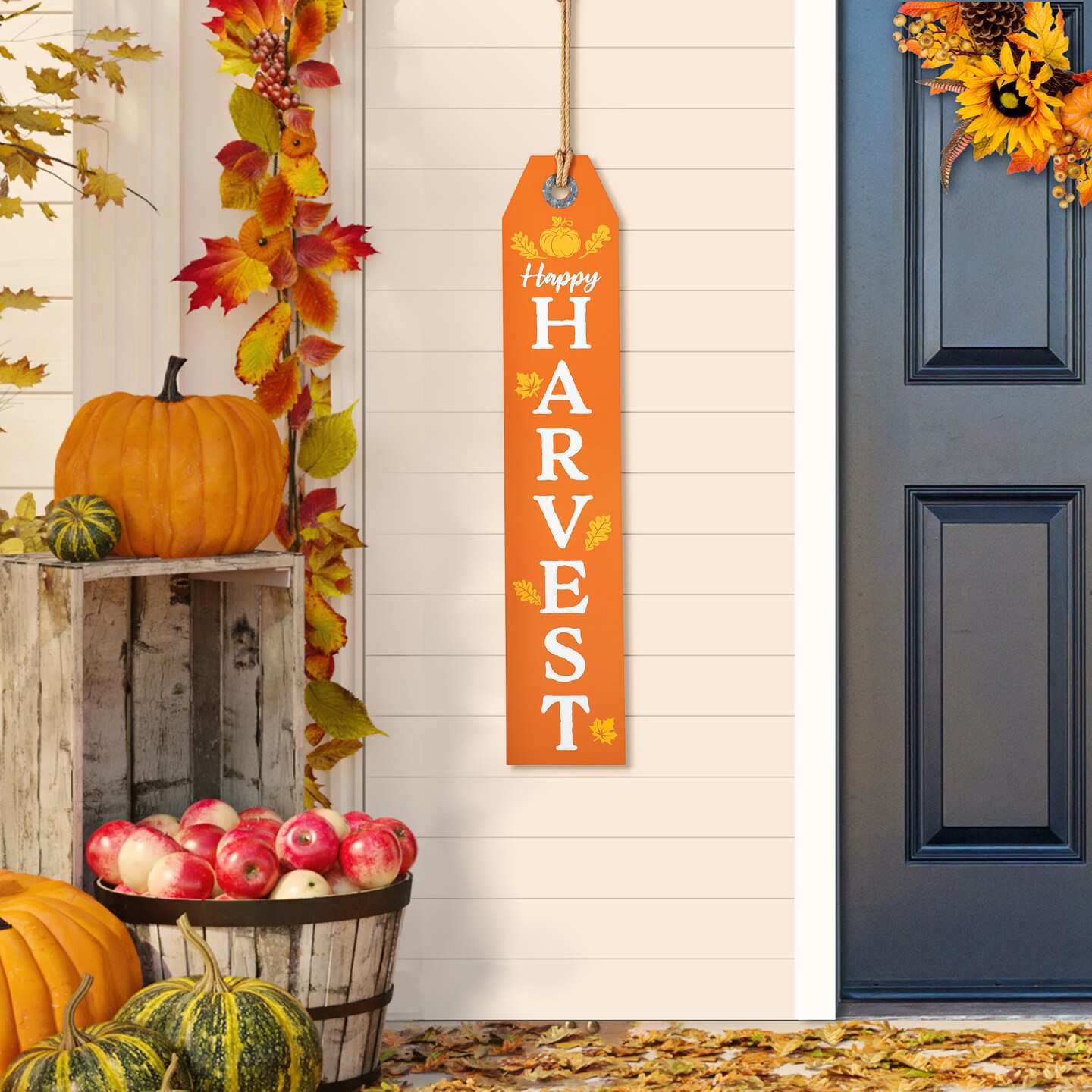 35.5&#x22;H Fall and Halloween Wooden Reversible Tag Porch Sign