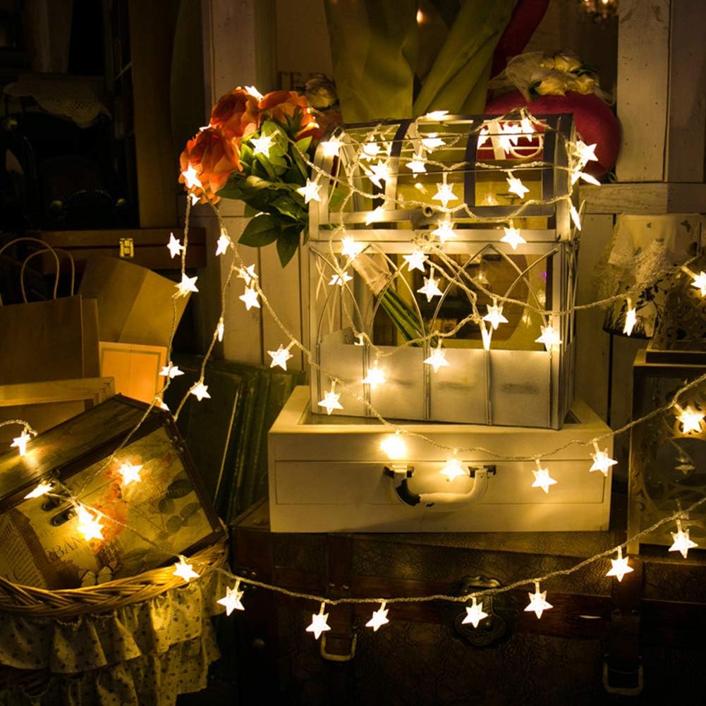 100 LED Star String Lights, 33FT Plug in Fairy String Lights Waterproof, Extendable for Indoor, Outdoor, Wedding Party, Christmas Tree, New Year, Ramadan, Garden Decoration, Warm White