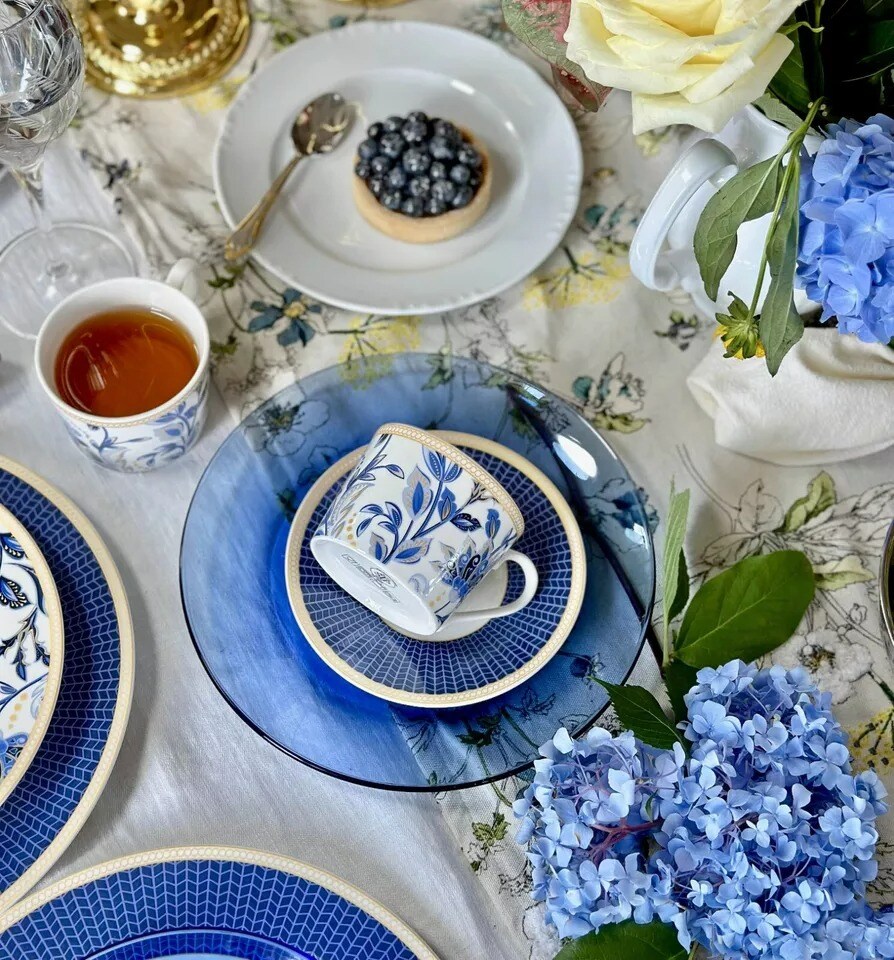 4 pc Cobalt Blue Glass Dessert Plate Glass Side Plate Set Bread Plate 9&#x22; Plates