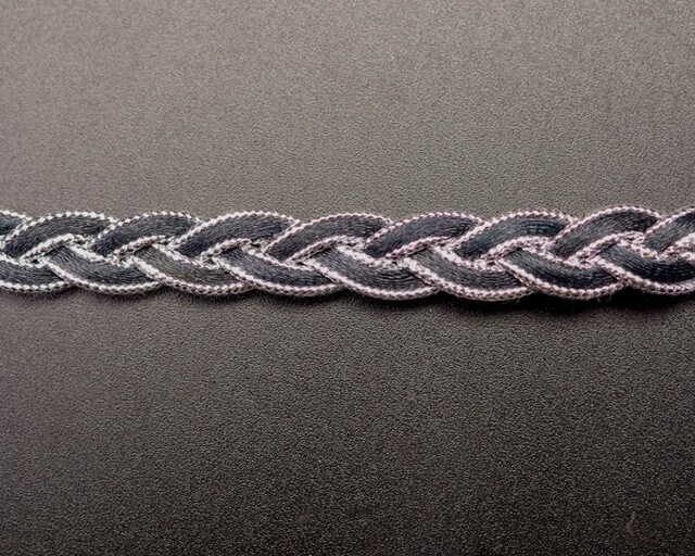 1/2&#x22; x 15 yards Black/Silver Braided Trim Pack of 5