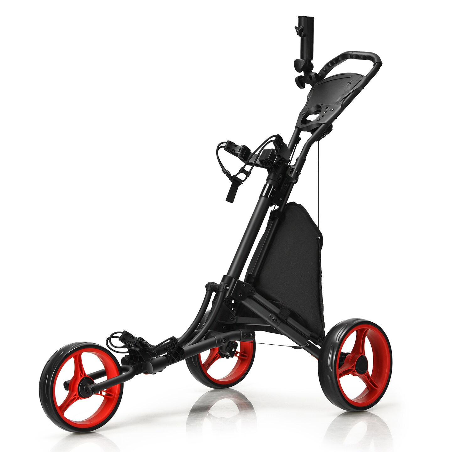 Folding 3 Wheels Golf Push Cart with Bag Scoreboard Adjustable Handle