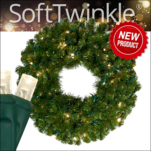 24" Pre-lit Commercial Sequoia Fir LED Christmas Wreath, 50 Warm White SoftTwinkle Lights