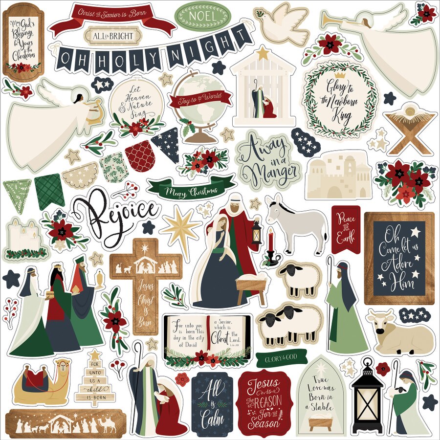 Echo Park Away In A Manger 12 x 12 Cardstock Element Stickers