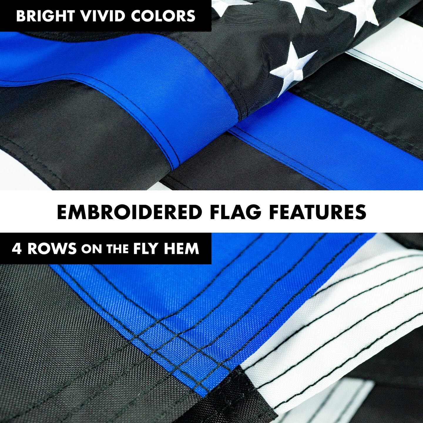G128 - 5 Feet Tangle Free Spinning Flagpole (Silver) Thin Blue Line Flag Brass Grommets Embroidered 2x3 ft (Flag Included) Aluminum Flag Pole