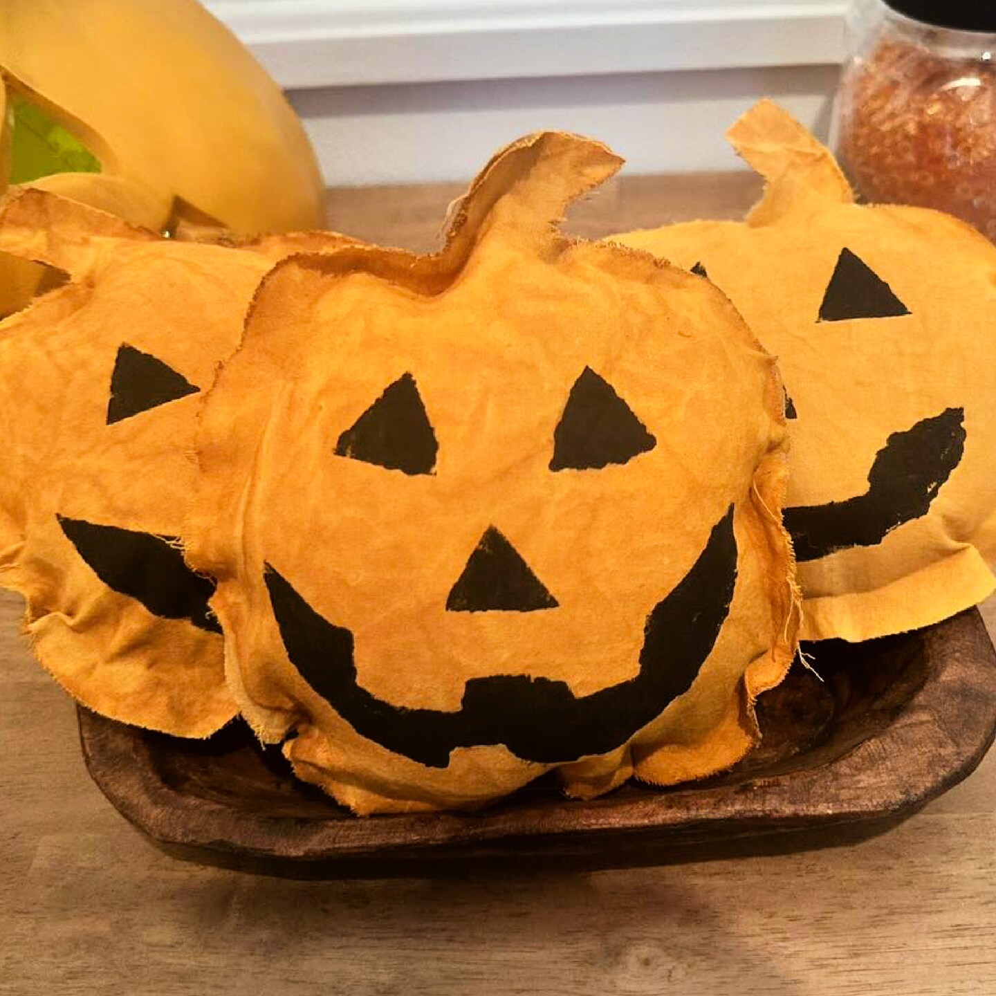 Primitive Jack O' Lantern Rustic Country Halloween Decor Bowl Filler Tiered Tray Fall Decoration product 5