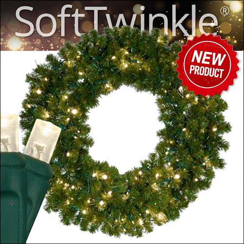 36" Pre-lit Commercial Sequoia Fir LED Christmas Wreath, 150 Warm White SoftTwinkle Lights