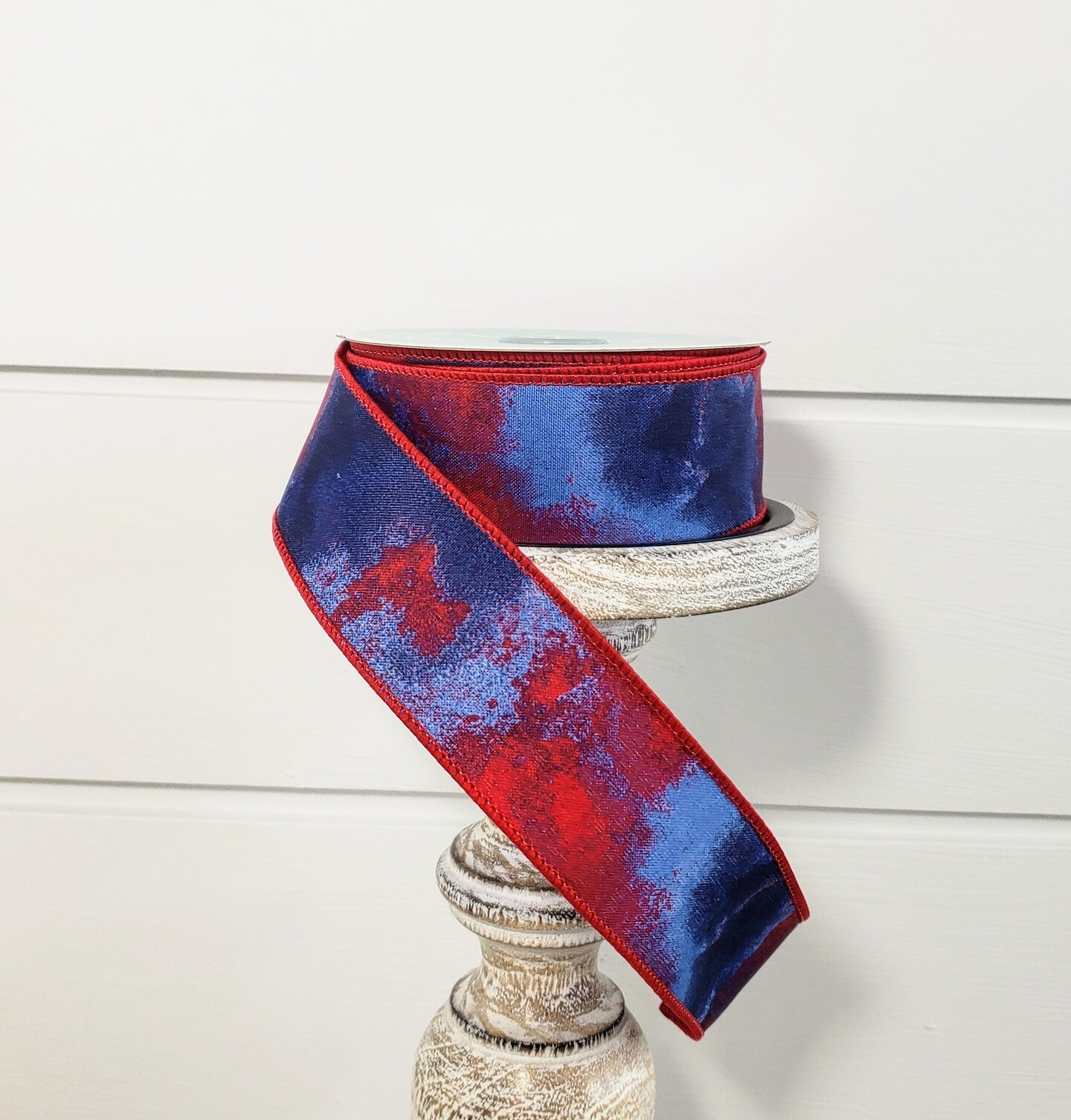 Watercolor Red White Blue Ribbon | 1.5"x10yd Wired Roll-RGB1013A1