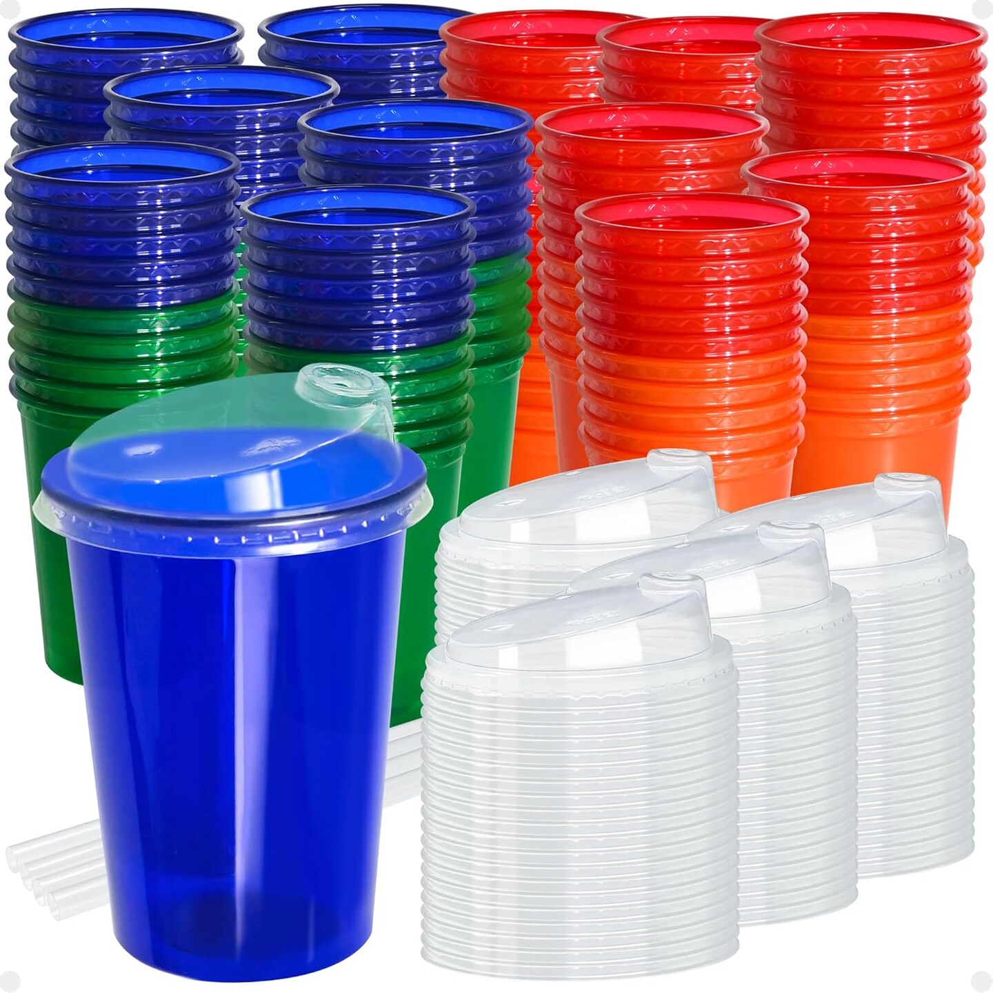 Kids Sippy Cups, 200 Count Spill Proof Reusable Cups, BPA-Free, 4 Colours Assorted Perfect for Party