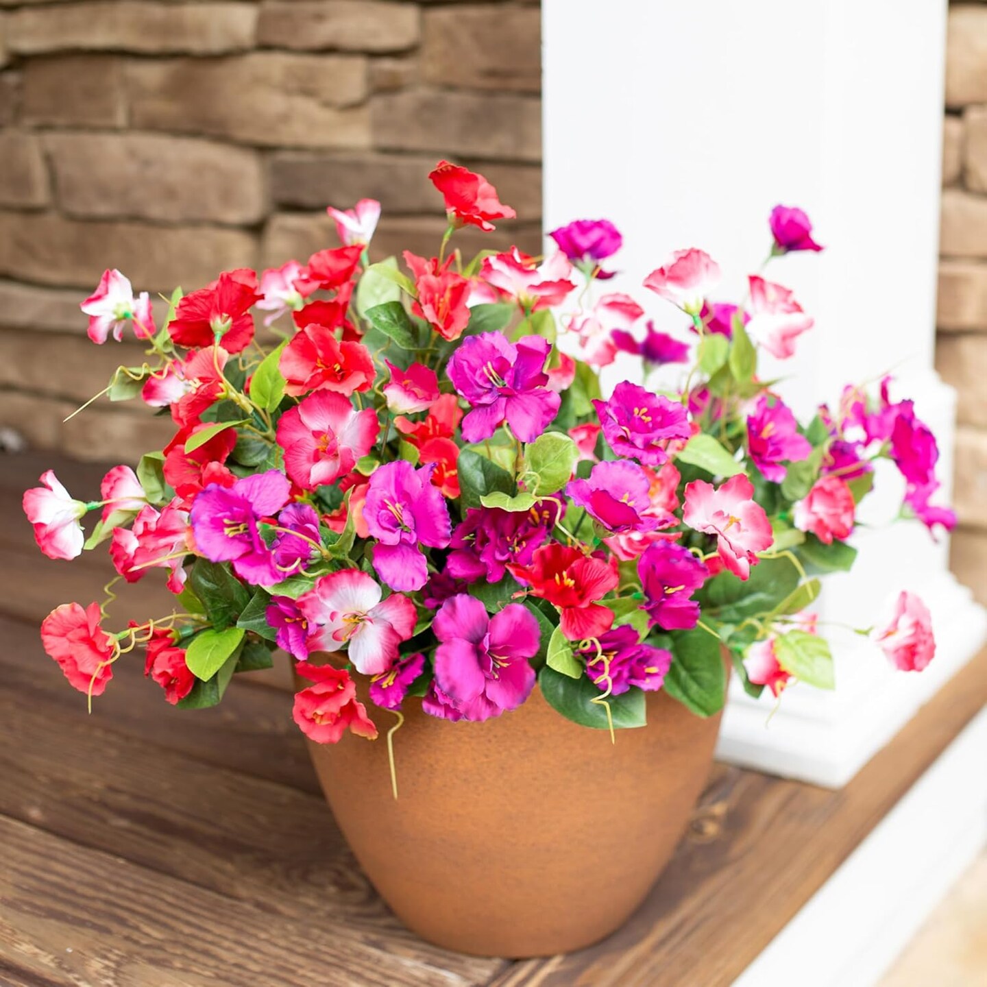 Hibiscus Artificial Flowers Plants for Outdoors Decoration, 6 Bundles Silk Hibiscus Bouquet Tropical Flowers Artificial Realistic UV Resistant Fake Flowers