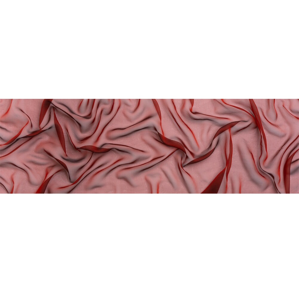 1 Yard Red Black Iridescent Silk Voile Chiffon Like Draping Fabric, 54 Inches Wide