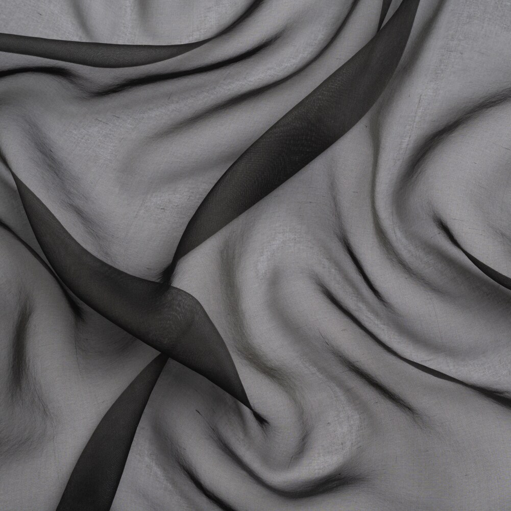 1 Yard Chiffon Like Silk Voile 54" Wide Black Sheer Fabric for Dresses