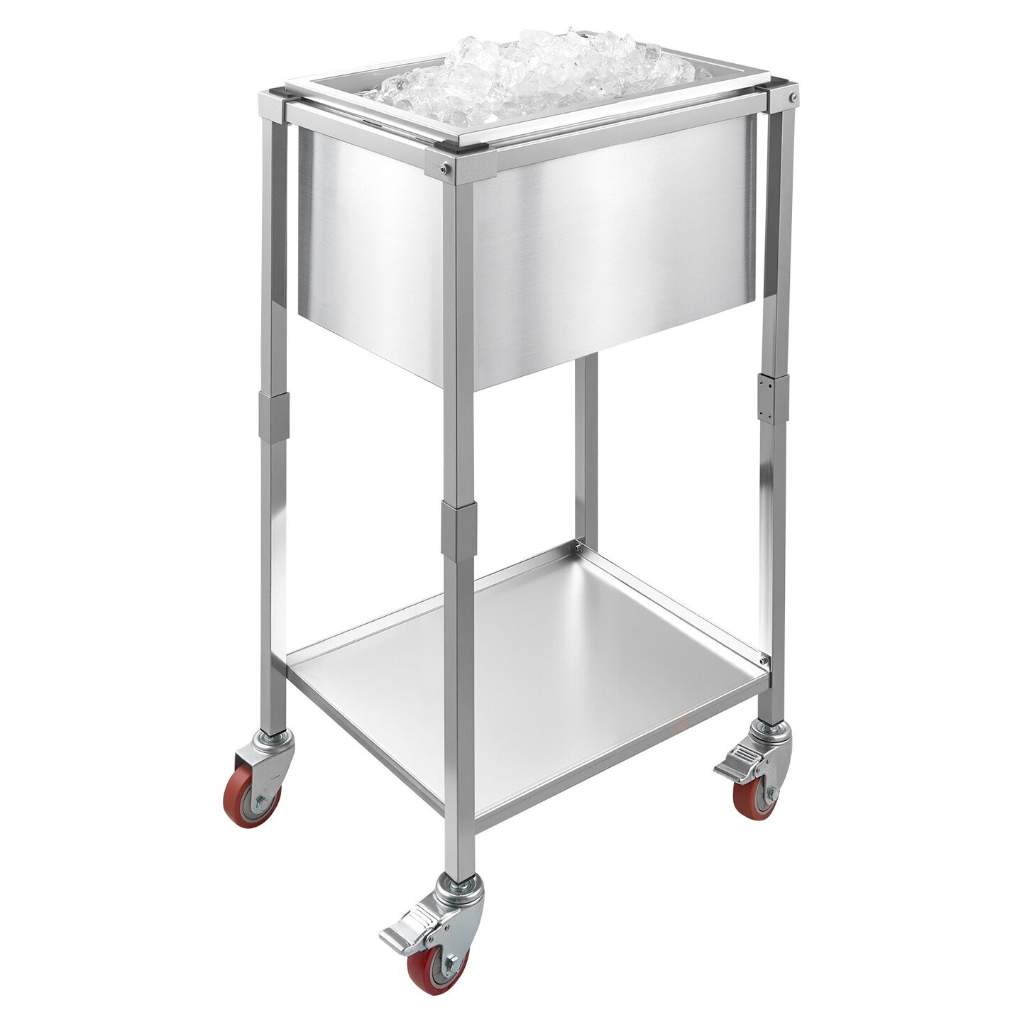 32.8QT Stainless Steel Ice Bin Non-Electric Insulated Cooler with Wheels