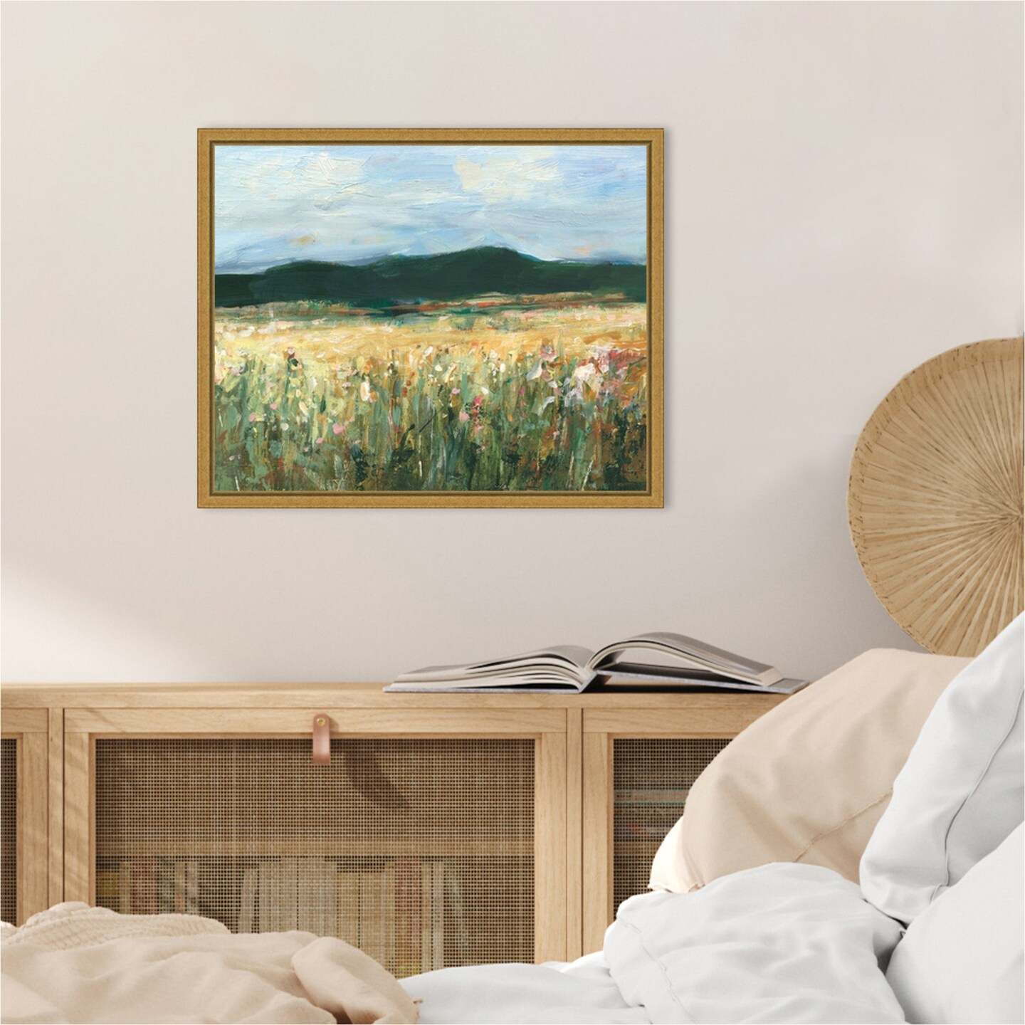 Pastel Wildflower Field II by Ethan Harper Framed Canvas Wall Art