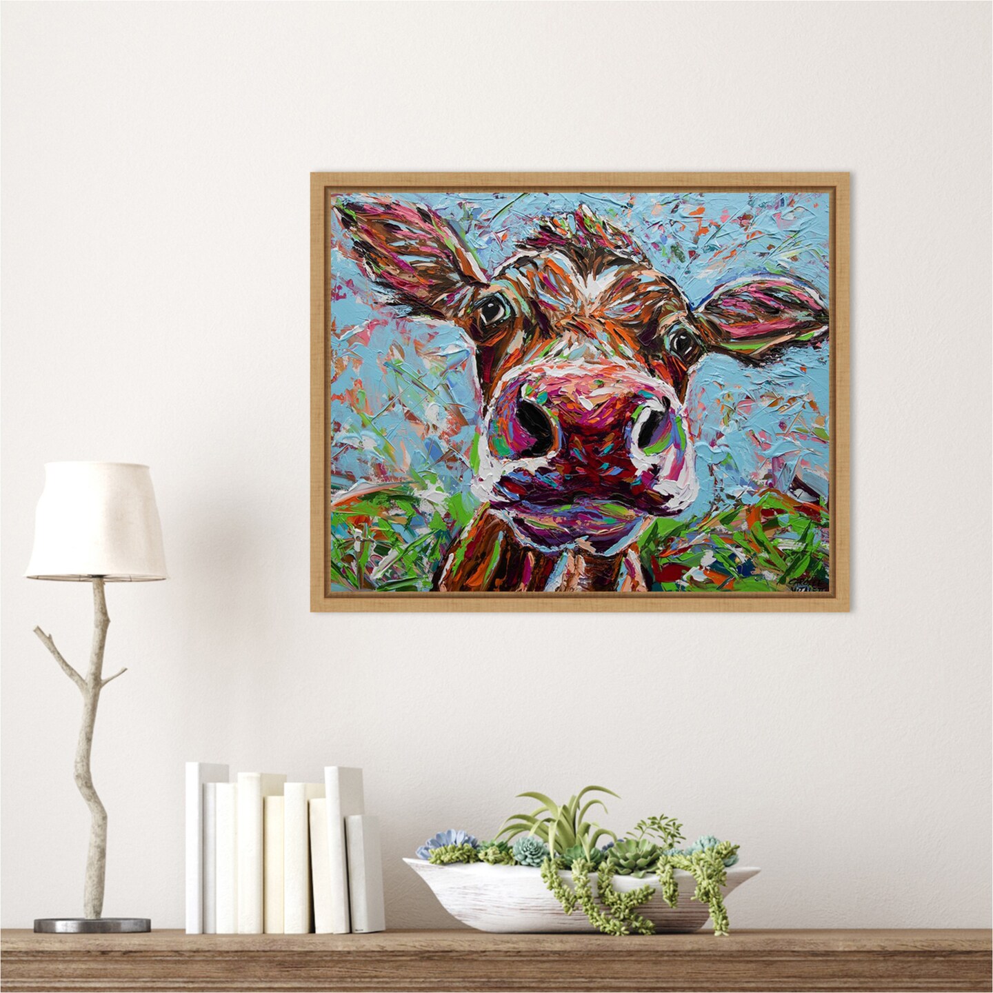 Cow From Another Planet I by Carolee Vitaletti Framed Canvas Wall Art