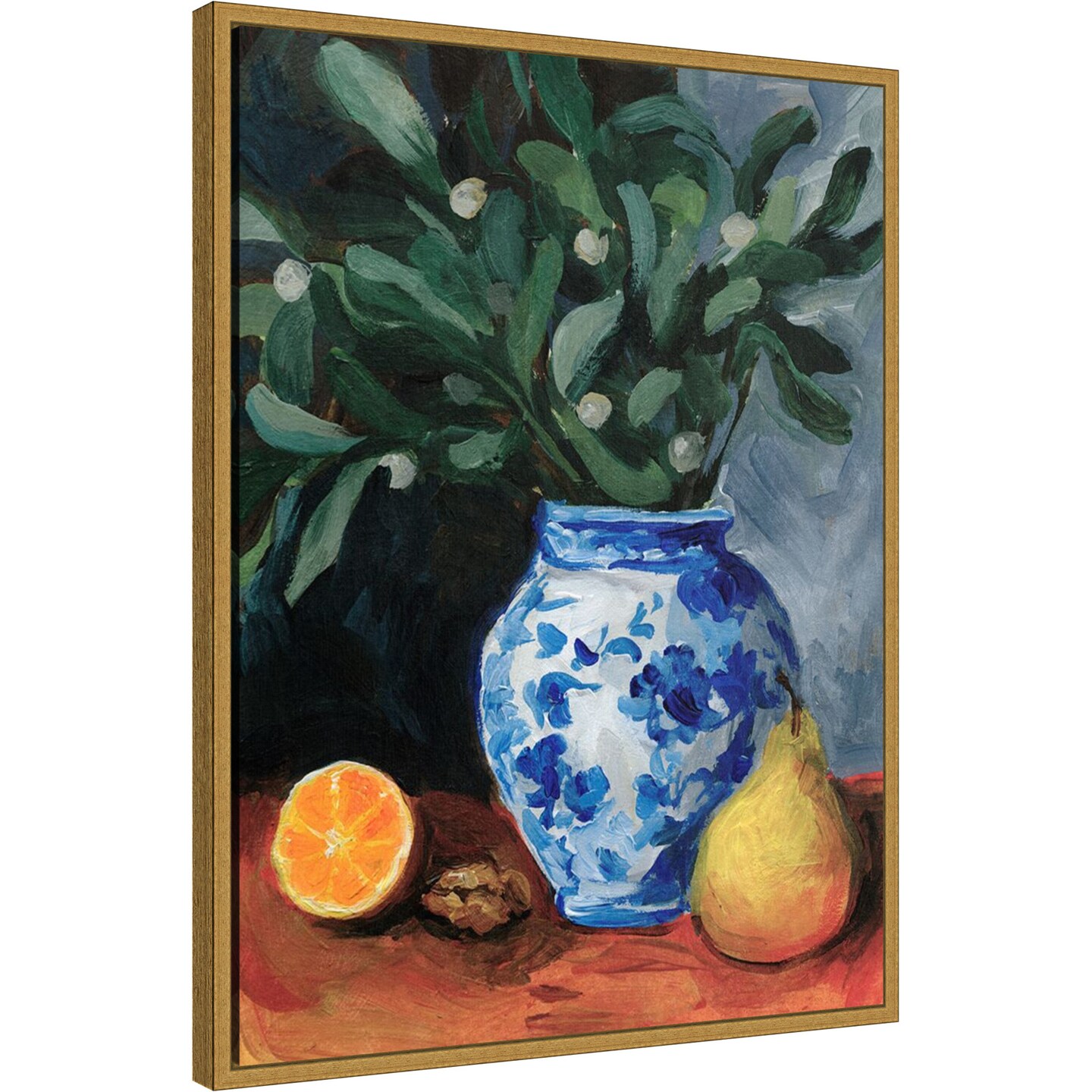 Ginger Jar with Winter Berries I by Victoria Barnes Framed Canvas Wall Art