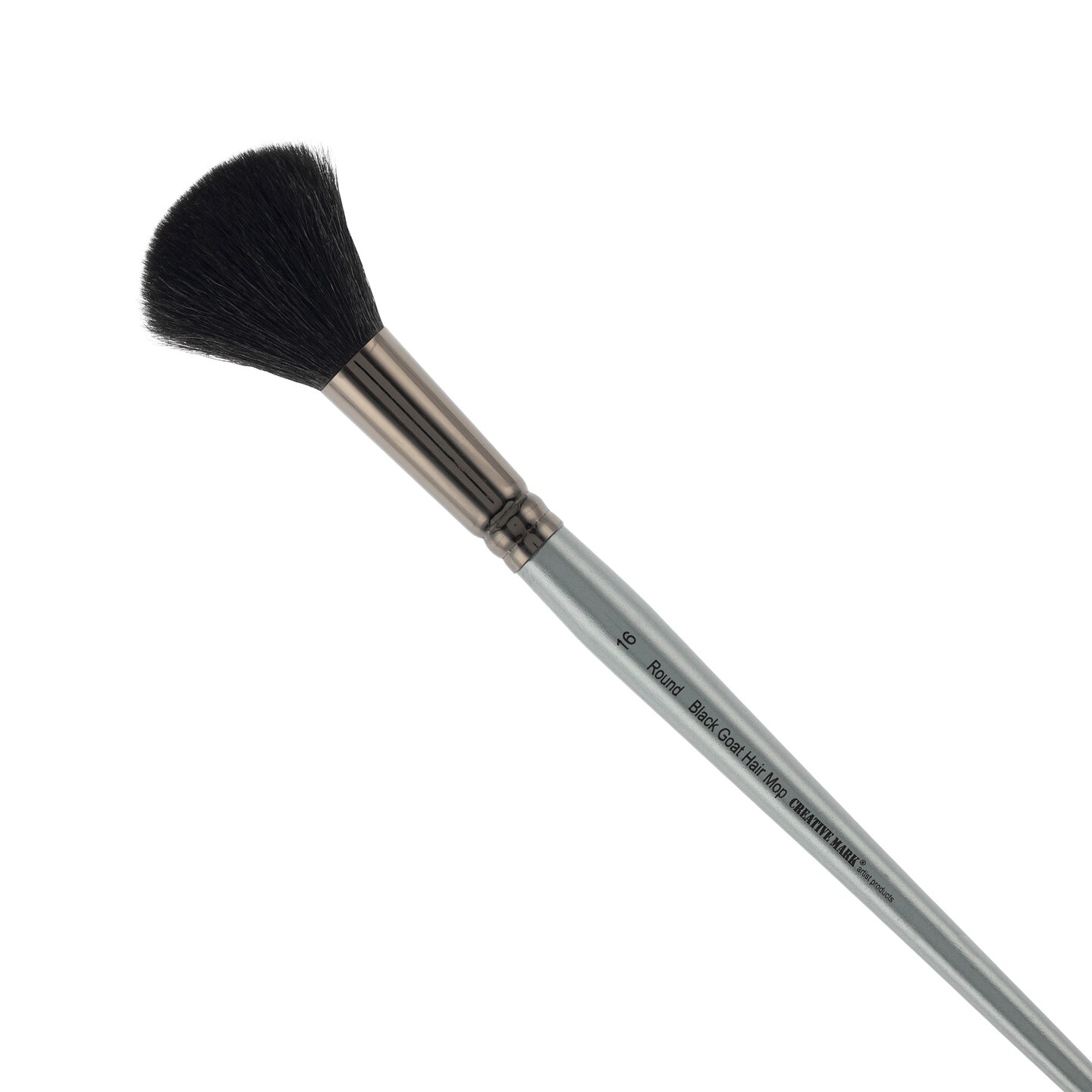 Creative Mark Goat Hair Mop Brush - # 16 Round, Natural Goat Hair for Watercolor, Oil, Acrylic & Makeup Blending – Ultra‑Soft Black Hair – Short‑Handle, High‑Absorbency Artist Mop