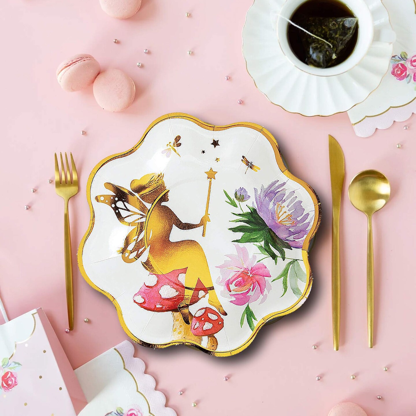 8 Count Iridescent Fairy Scalloped Dessert Plates 7" Paper Plates for Fairy Parties