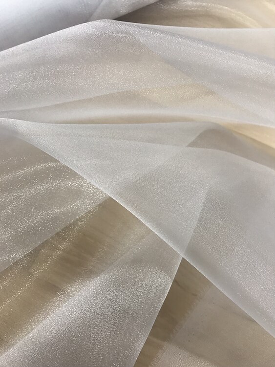 1 Yard White Crystal Organza Sheer Glossy Polyester Fabric 58/59&#x22;&#x22; Wide for Wedding, Fashion, &#x26; Decor