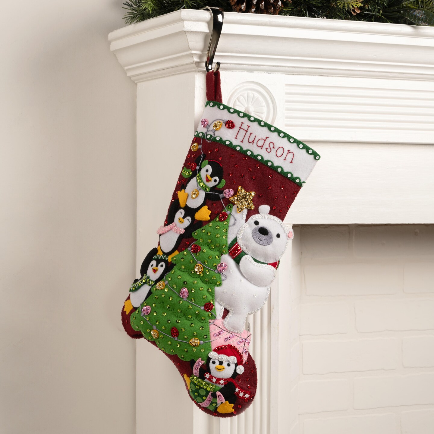 Bucilla Felt Stocking Applique Kit 18" Long-Arctic Tree Trimmers