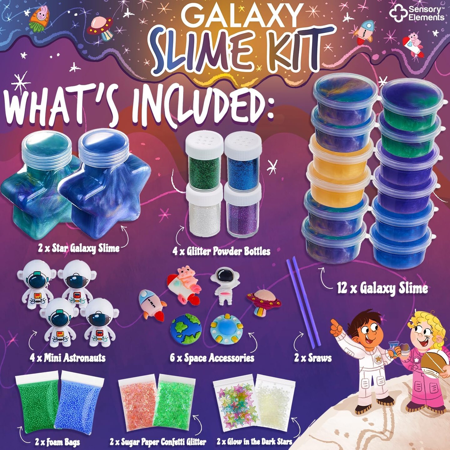 Galaxy Slime Kit with Glow in The Dark Stars