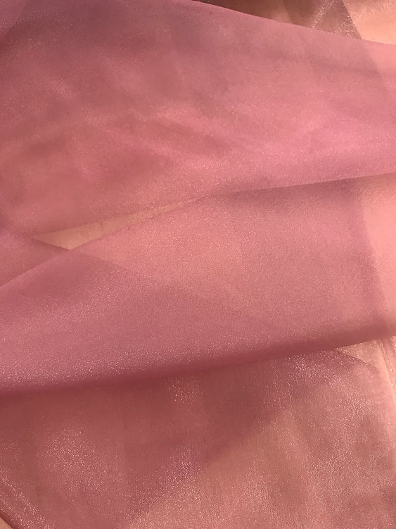 1 Yard Light Dusty Rose Sheer Crystal Organza Fabric for Dressmaking and Decorations