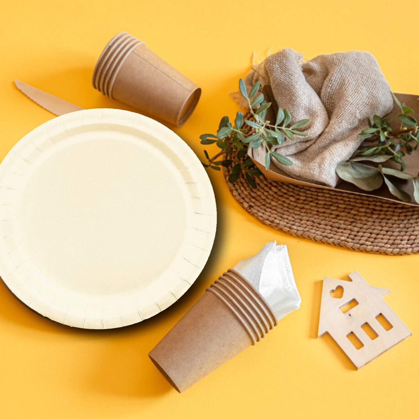 24 Count Ivory Paper Plates 7" Round Disposable Dessert Plates for Weddings and Parties