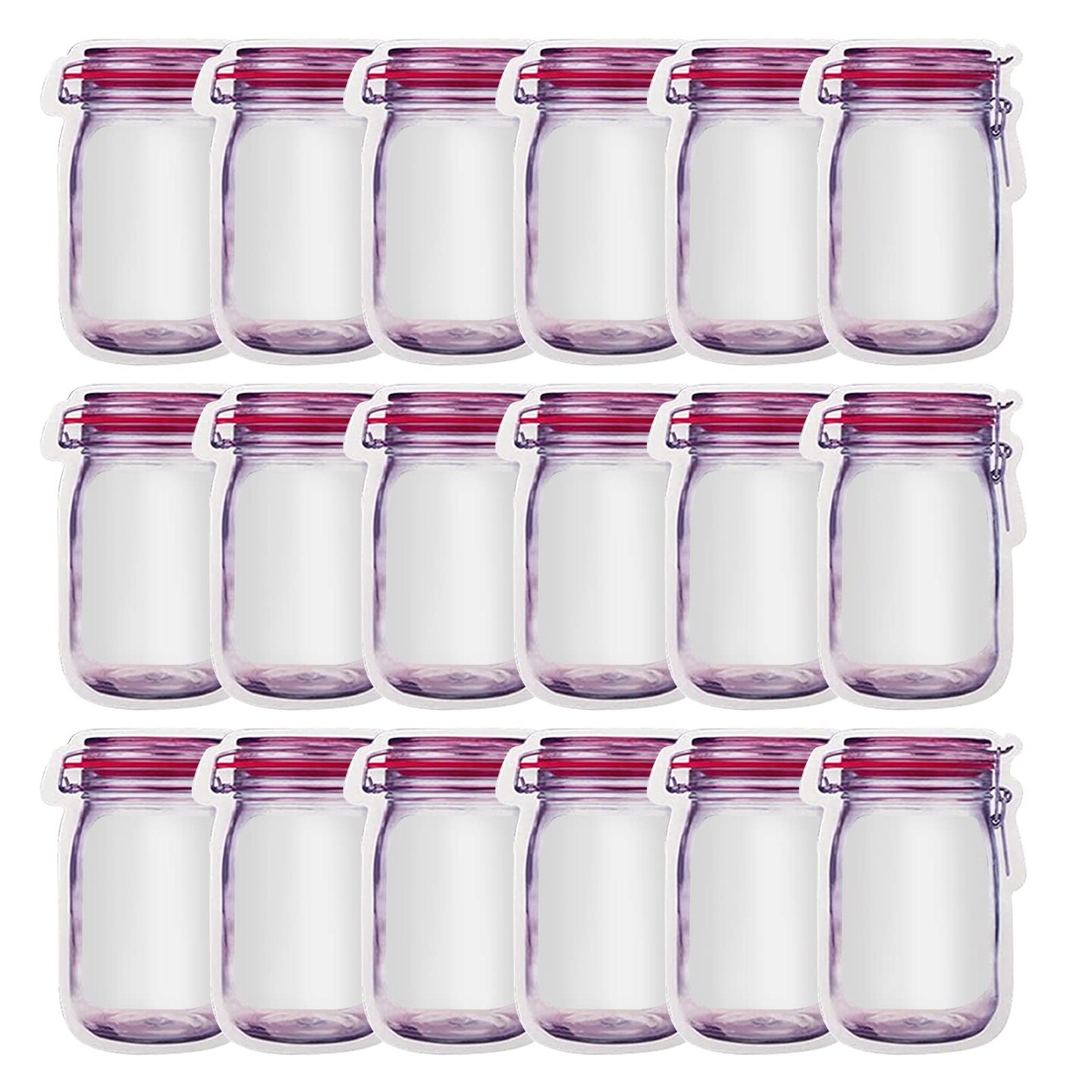 18Pcs Mason Jar Zipper Bags Resuable Snack Bags Portable Food Storage Snack Zipper Bags for Kitchen Travel Camping Picnic Organizer (18M)
