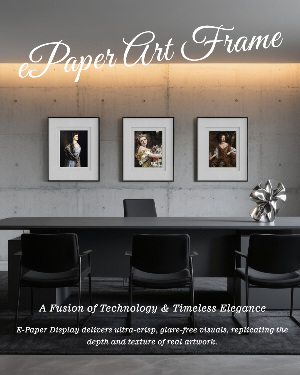 13.3 Inch E-ink ePaper Picture Frame, Tap-to-Print Technology, App Control Wall Art Décor Photo Frame for Home & Office