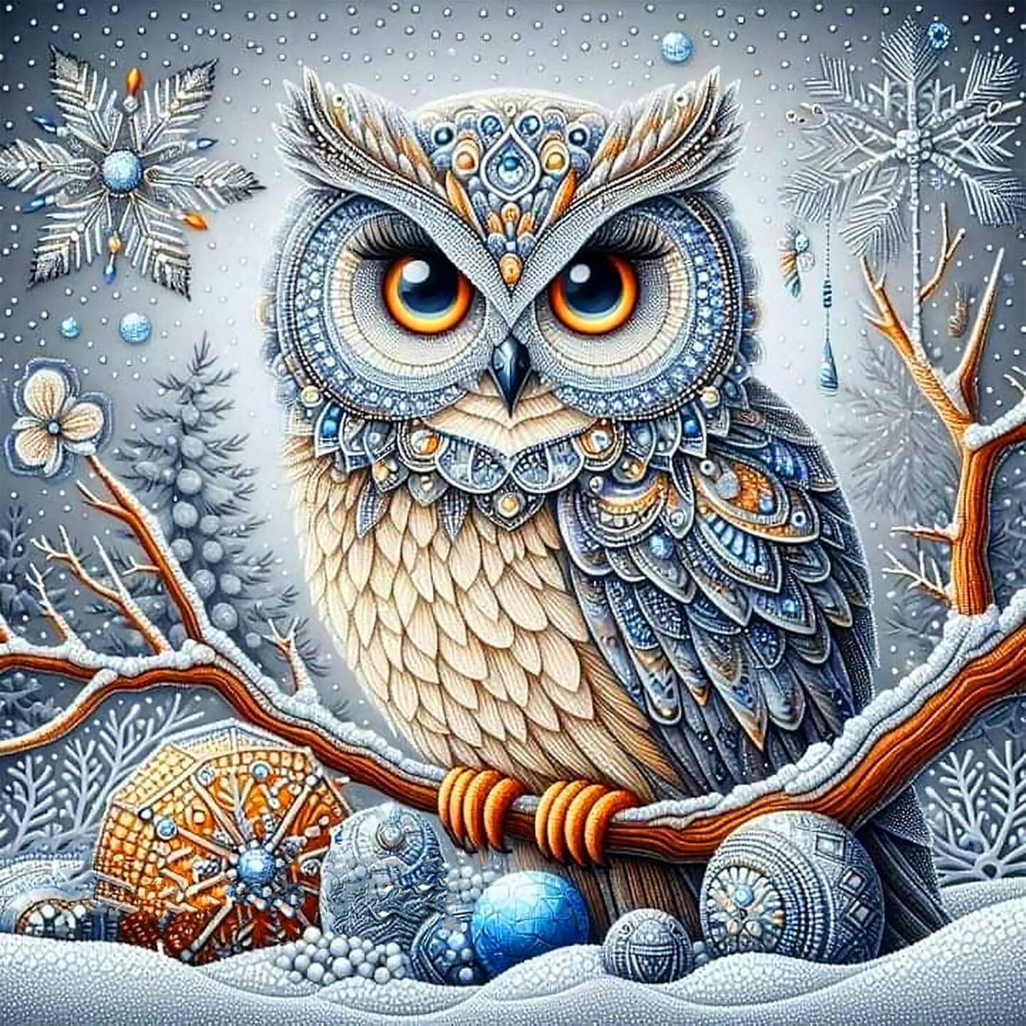 5D Owl Diamond Painting Kit for Adults – Full Drill DIY Rhinestone Art Kit for Beginners – Sparkly Owl Diamond Art for Home Wall Decor – 14x14 Inch Gem Painting Craft Set