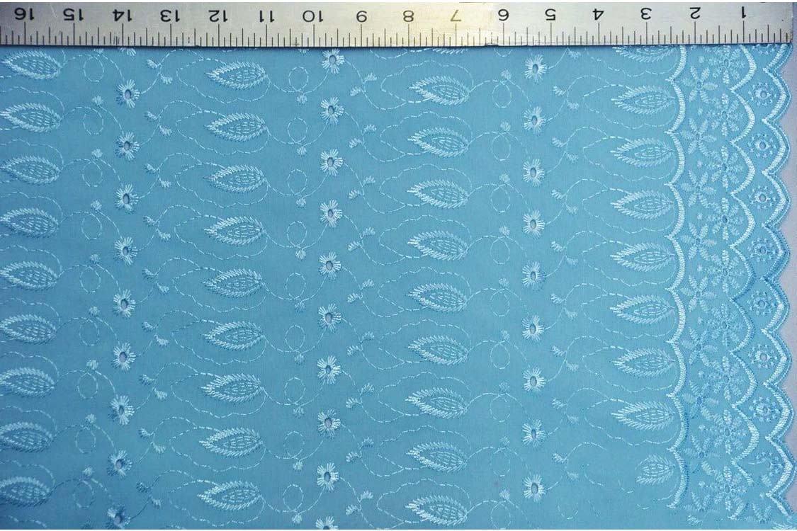 Polyester Cotton Eyelet Embroidery Fabric Double Sided Scallop Border Soft Lightweight 45 Inch Wide