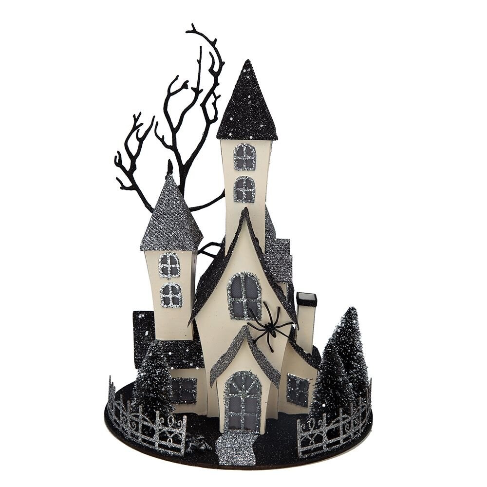 Edge Collections - Black &#x26; Beige - Haunted House Tabletop Holiday Halloween Decor Battery Powered - 1 Piece