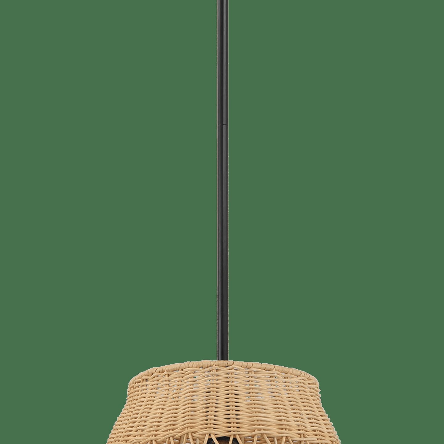 Edge Collections - Black - Essence 1 Light Pendant Rattan Shade Metal Finish - 1 Piece