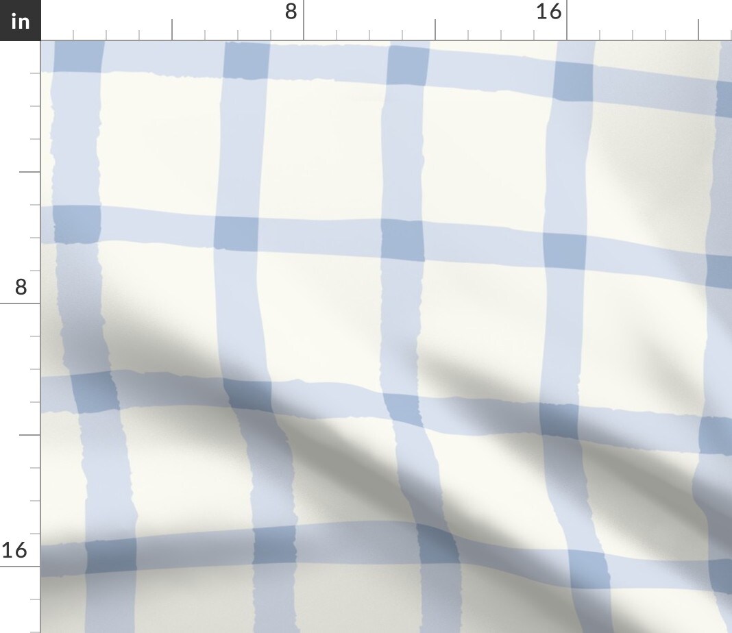 Cottagecore Checkered Gingham Plaid Blue Cabin Core Traditional Rustic Farmhouse Kids Baby Blanket Children Squares Country Farm Custom Printed Fabric by Spoonflower Various Fabrics by the Yard or Fat Quarter