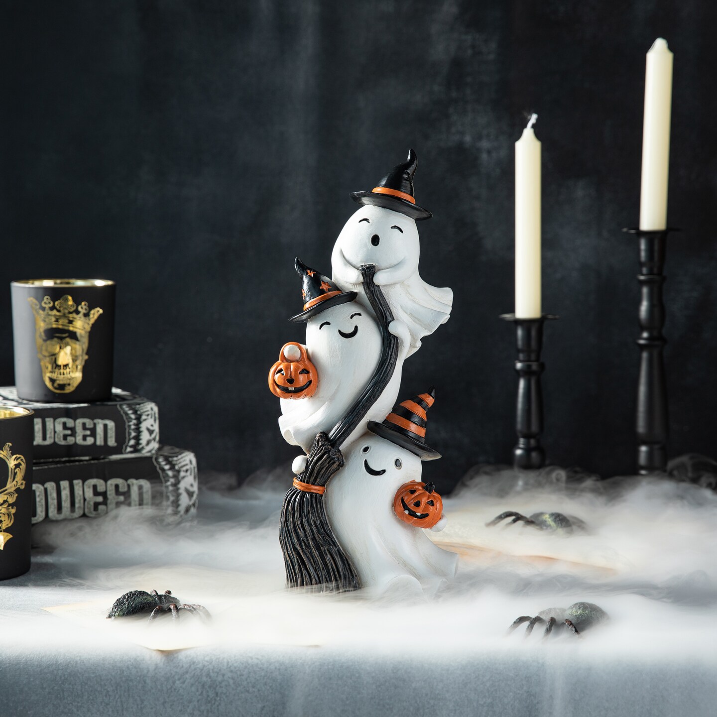 Set of 2 13.00''H Halloween Polyresin Stacked Ghost Table Decor
