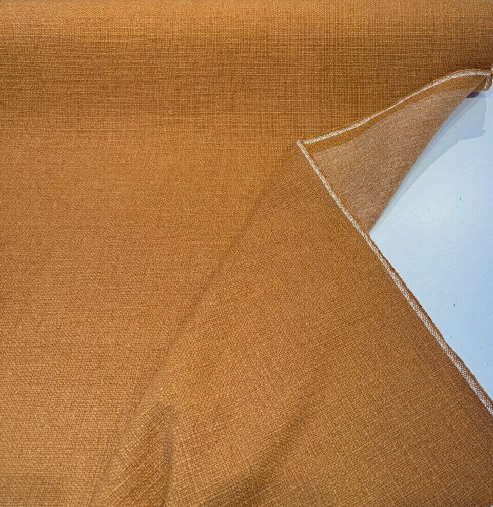 1 Yard Golden Brown Linen Cotton Slub Upholstery Fabric 54 Inches Wide