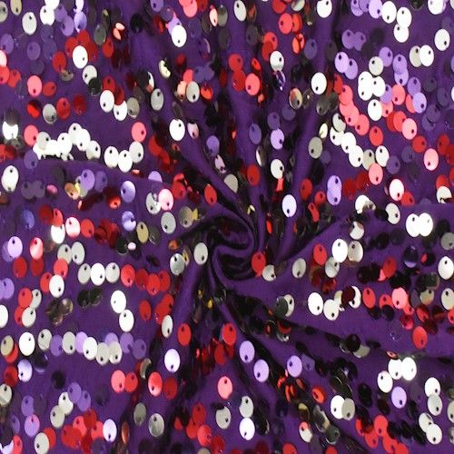 Mulberry/Gold/Multi Confetti Stretch Sequined Knit Fabric By the Yard