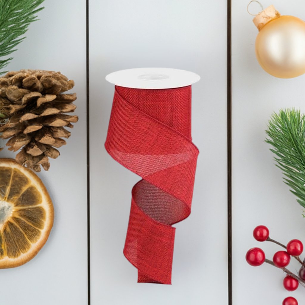 2.5&#x22; Thick Royal Burlap Ribbon: Dark Red (10 Yards)