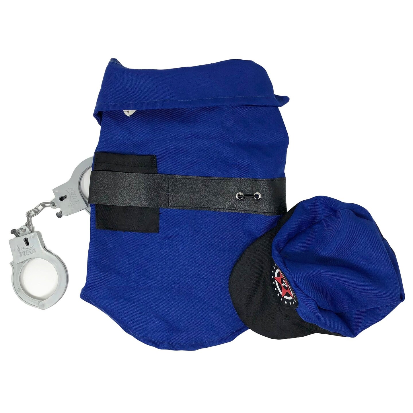 Edge Collections - 12" x 10" - Blue - Pet Life Police Dog Costume Uniform - 2-piece