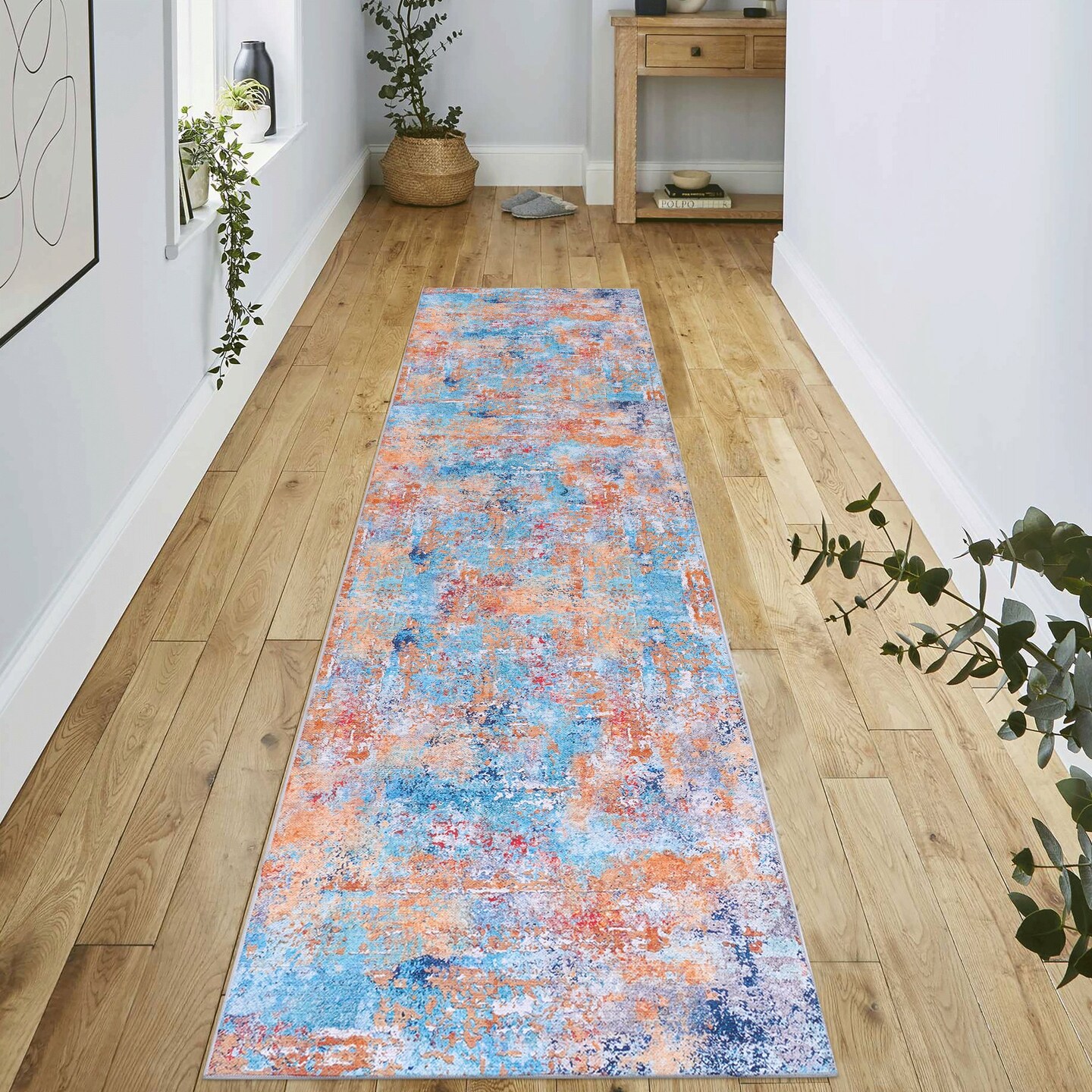 Edge Collections - 2'6'' x 10' - Multicolor - Home Essentials Washable Area Rug Low-Pile Non-Slip Kid & Pet Friendly - 1 Piece