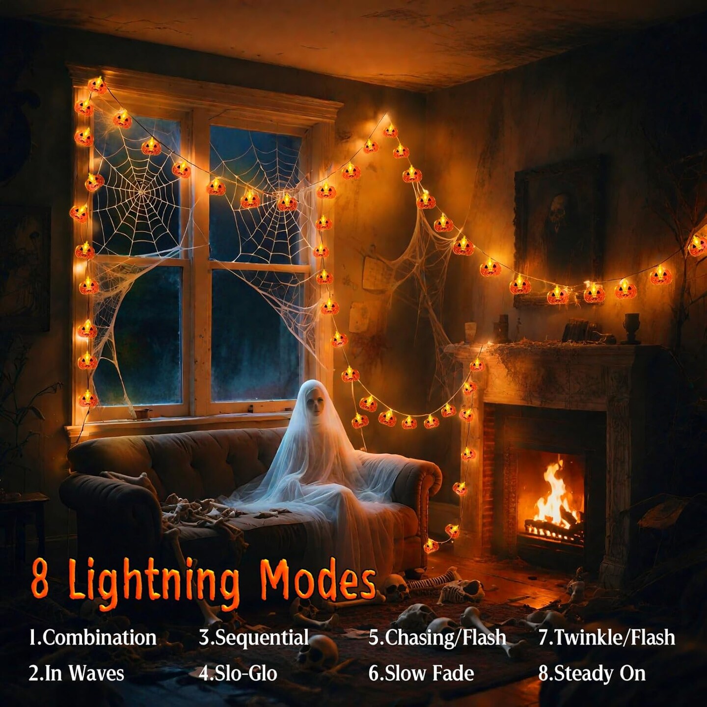 Halloween Lights Pumkin Lights 10FT 20LED(Orange)