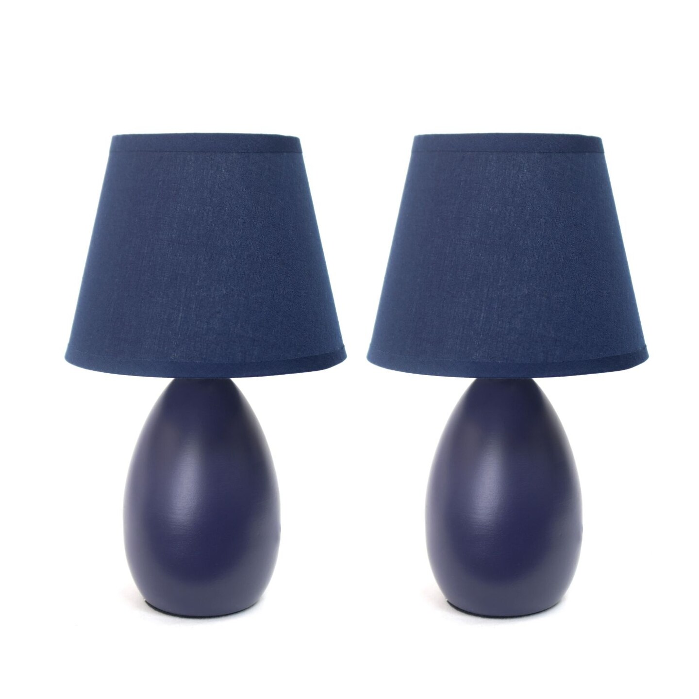 Mod Lighting and Decor Mini Egg Oval Table Lamps with Tapered Shade - 9.5" - Blue - Set of 2